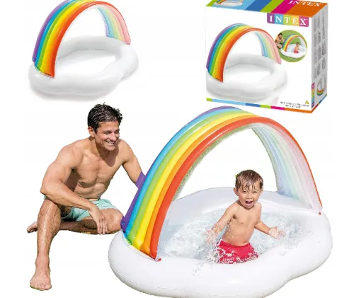 INTEX BASEN DMUCHANY Z DASZKIEM - TĘCZA 142cm