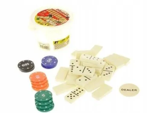 GRA DOMINO + żetony gra logiczna
