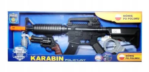 KARABIN POLICYJNY DŹWIĘKI ŚWIATŁA + AKCESORIA