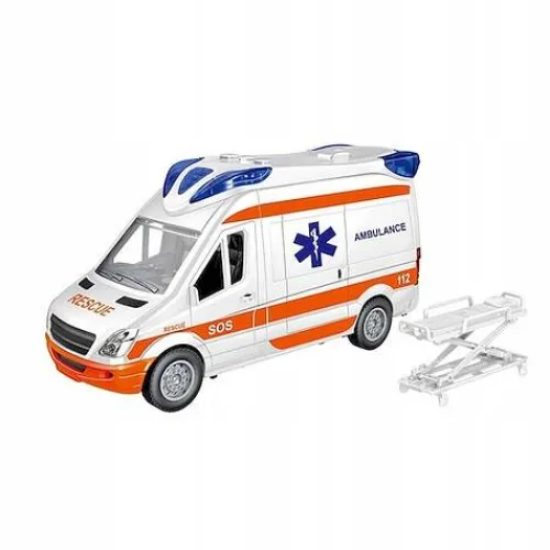 Karetka Pogotowia Ambulans auto otwierane drzwi światło dźwięk + nosze