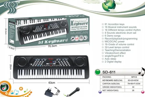 Keyboard 61 klawiszy + mikrofon Music Keyboard