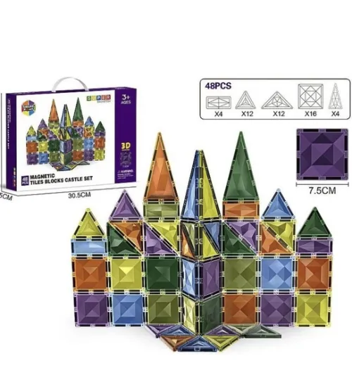 KLOCKI MAGNETYCZNE 48 ELEMENTÓW 7,5 CM