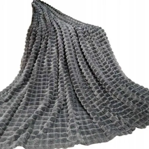 Koc ciemno-szary 160x200 cm mikrofibra ciepły pled narzuta Cotton World