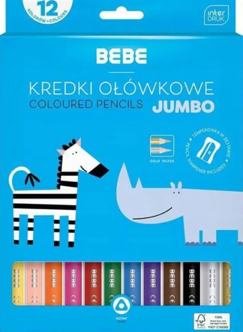 Kredki Ołówkowe 12 Kolorów + Temperówka Interdruk