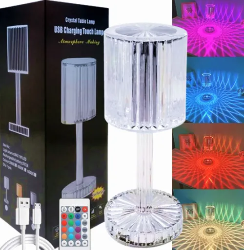 LAMPA KRYSZTAŁOWA LED NOCNA NA BIURKO LAMPKA DIAMENTOWA DOTYKOWA PILOT USB