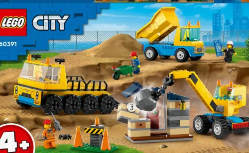 LEGO City 60391 Ciężarówki i dźwig z kulą wyburzeniową