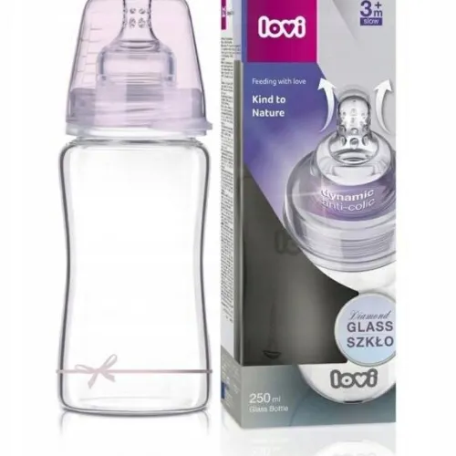 Lovi Szklana Butelka 250ml 3m+ Baby Shower Girl