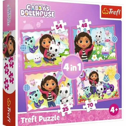 PUZZLE 4 W 1 KOCI DOMEK GABI 4 układanki