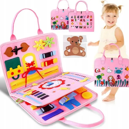 TABLICA SENSORYCZNA MANIPULACYJNA MONTESSORI ZEGAR MATERIAŁOWA NAUKA