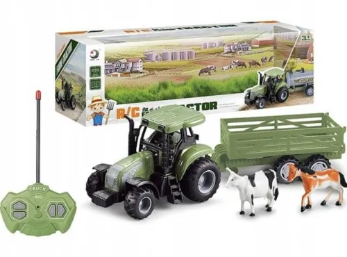 Traktor sterowany pilotem ze zwierzętami