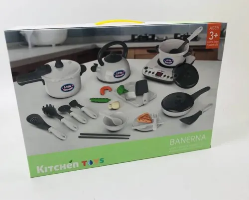 OL IMPORT Zestaw garnki naczynia sztućce kuchenka
