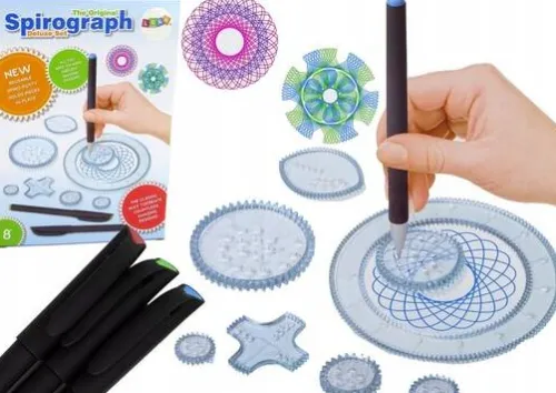 Zestaw Geometryczny Spirograf Kółka Pisaki Modelina 28 El