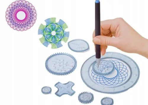 Zestaw Geometryczny Spirograf Kółka Pisaki Modelina 28 El